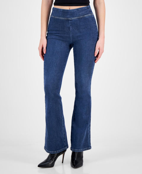 DKNY Jeans Women's Dark Blue Petite High-Rise Pull-On Flare Jeans | DKNY In Lebanon