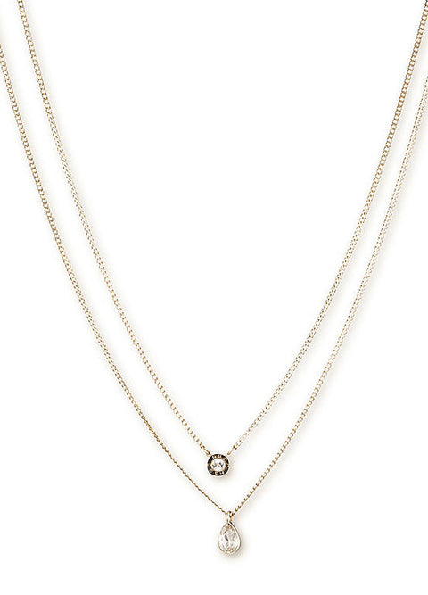 DKNY Women's Gold Crystal Double Pendant Necklace |DKNY in Lebanon