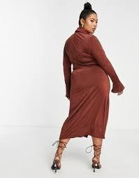 Asos Design Women's Brown  Dress ANF809