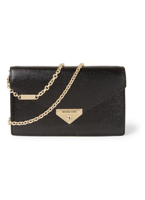 Michael Kors Women's Black Grace Metallic Leather Medium Envelope Clutch | Michael Kors In Lebanon