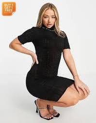 Asos Design Women's Black Dress ANF786