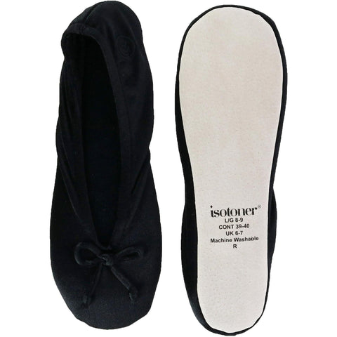 Isotoner Signature Women's Black Satin Ballerina Slipper | Isotoner Signature in Lebanon