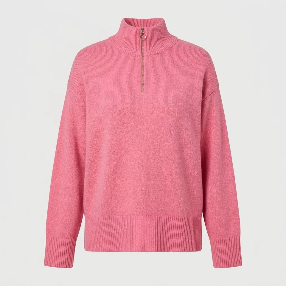 Sinsay Women's Pink Half Zipped Collar Knit Sweater