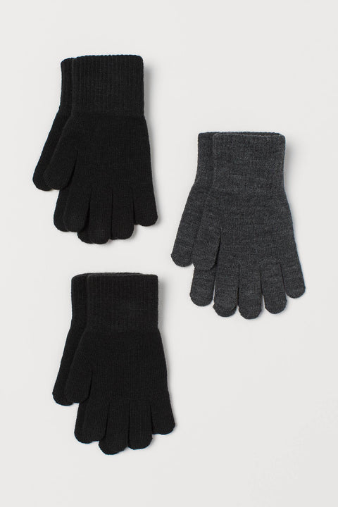 H&M Unisex Black & Grey 3 Pack Gloves | H&M In Lebanon