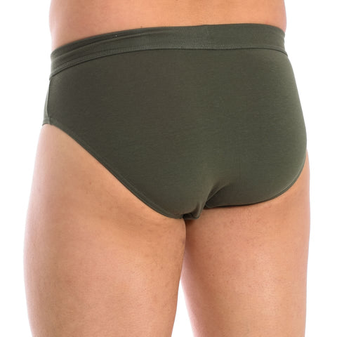 Abanderado Men's Olive Green /White lined Black Pack-2 Slips Sensitive breathable fabric Briefs  | Abanderado in Lebanon