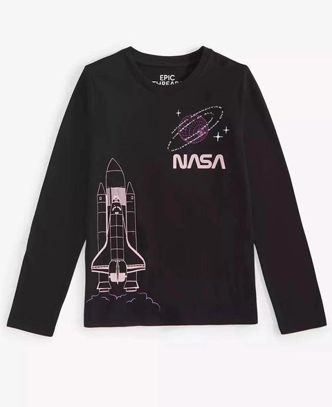 Epic Thread Girl's Black  NASA Graphic Long-Sleeve blouse | Epic Thread in Lebanon