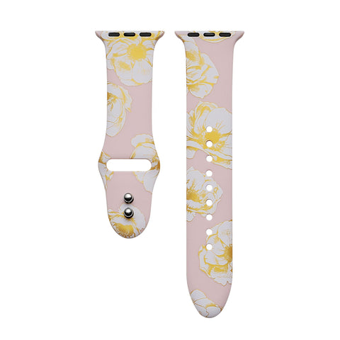 Posh Tech Women's Pink & Gold Printed Silicone Band for Apple Watch |Posh Tech In Lebanon