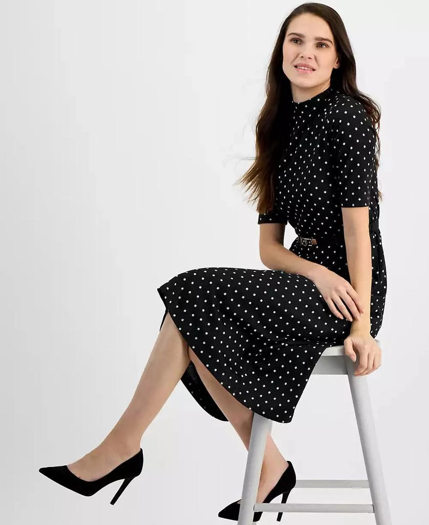 Anne Klein Women's Black Dotted Half Sleeve Dress | Anne Klein In Lebanon