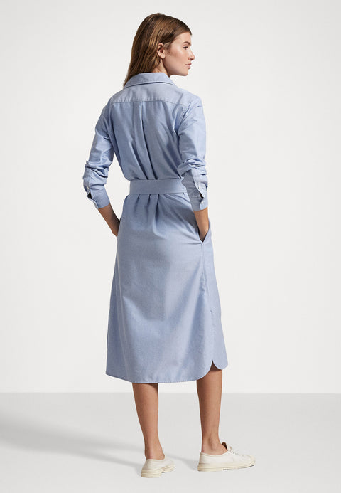 Polo Ralph Lauren Light Blue Belted Cotton Oxford Shirt Dress | Polo Ralph Lauren In Lebanon