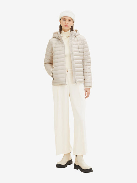 Tom Tailor Women's Silver Quilted Hooded Winter Jacket |Tom Tailor In Lebanon