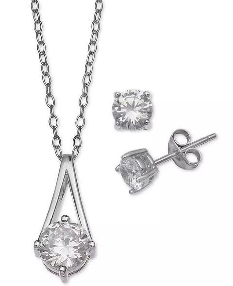 Giani Bernini Women's Silver 2-Pc Set Cubic Zirconia Pendant Necklace and Stud Earrings |Giani Bernini In Lebanon