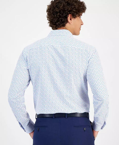 Alfani Men's White & Navy Slim-Fit Geo-Twist Dress Shirt | Alfani In Lebanon