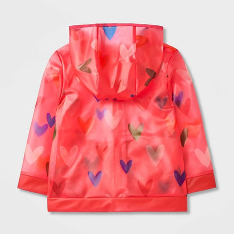 Cat & Jack Girl's Pink Heart Printed Clear Rain Jacket | Cat & Jack In Lebanon