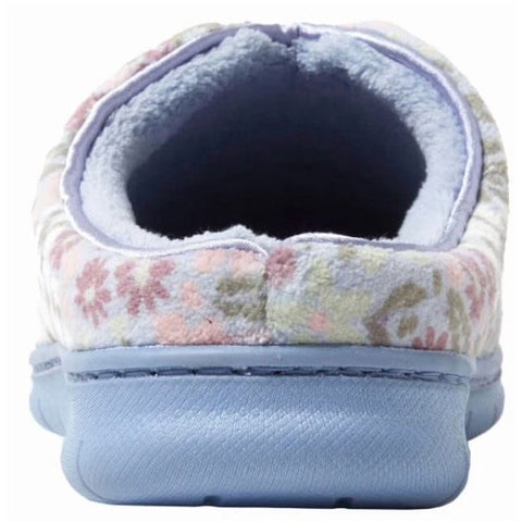 Floral-patterned slip-on shoe with soft interior on a white background
