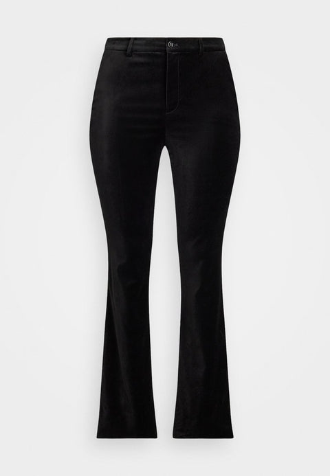 Black flared jeans on a white background