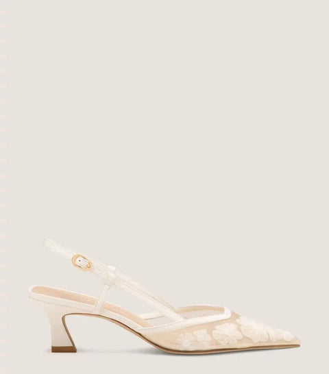Stuart Weitzman Women’s White Vinnie 50 Slingback Heels |Stuart Weitzman In Lebanon