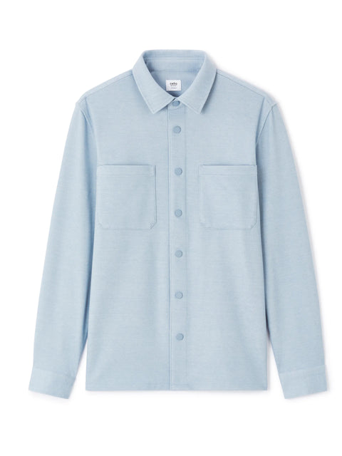 Celio Men's Light Blue Textured 2-Pocket Overshirt | Celio In Lebanon