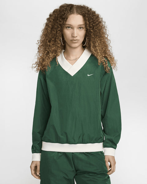 Nike Women's Green Sportswear Essential Loose UV Woven Long-Sleeve V-Neck Blouse | Nike In Lebanon