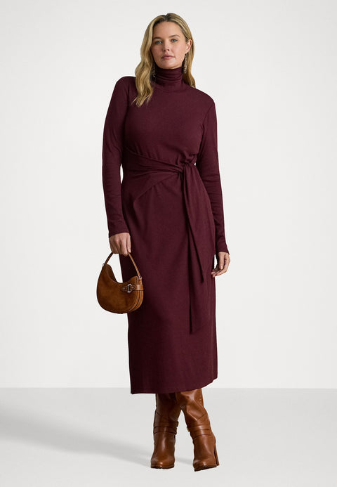 Lauren Ralph Lauren Women's Plum Tie-Front Turtleneck Dress | Lauren Ralph Lauren In Lebanon