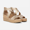 Soul Naturalizer Women's Gold Faux Leather Goodtimes Ankle Strap Wedge Sandals | Soul Naturalizer In Lebanon
