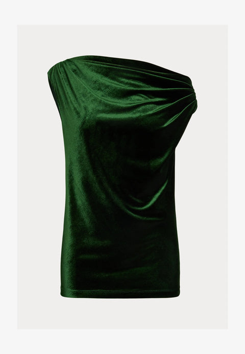 Lauren Ralph Lauren Women's Green Stretch Velvet Off The Shoulder Blouse  | Lauren Ralph Lauren In Lebanon