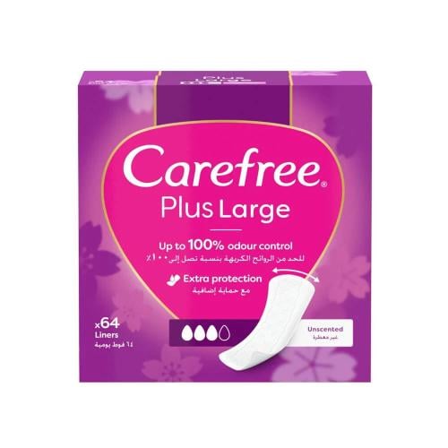 Carefree Plus Large Panty Liners Unscented 64Pcs | Carefree In Lebanon