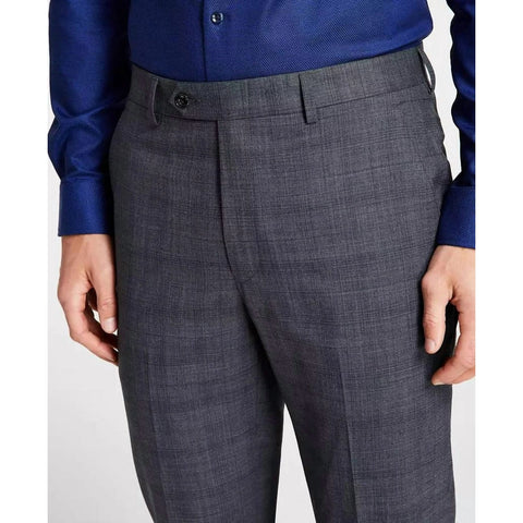 Michael Kors Men's Grey Plaid Classic-Fit Wool-Blend Stretch Trouser | Michael Kors In Lebanon