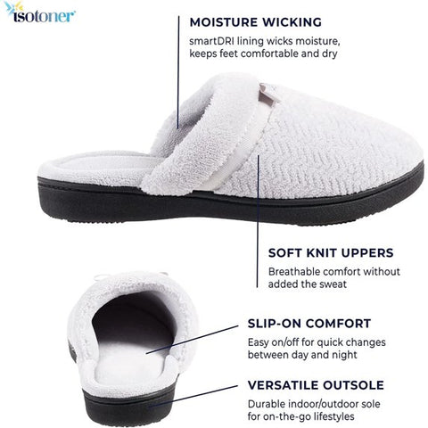Isotoner Women's Light Gray Chevron Slip On Clog Slippers | Isotoner In Lebanon