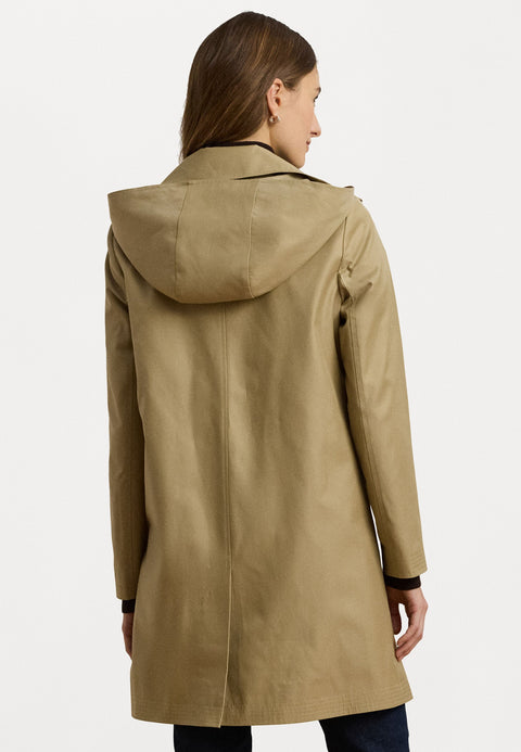 Lauren Ralph Lauren Women's Tan Hooded Cotton Blend Balmacaan Short Coat | Lauren Ralph Lauren In Lebanon