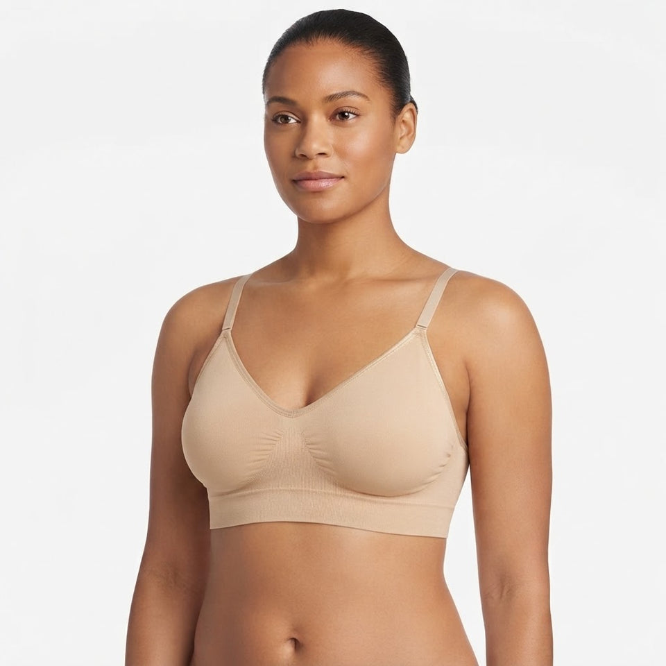 Hanes Women's Beige Seamless Comfy Support Bra