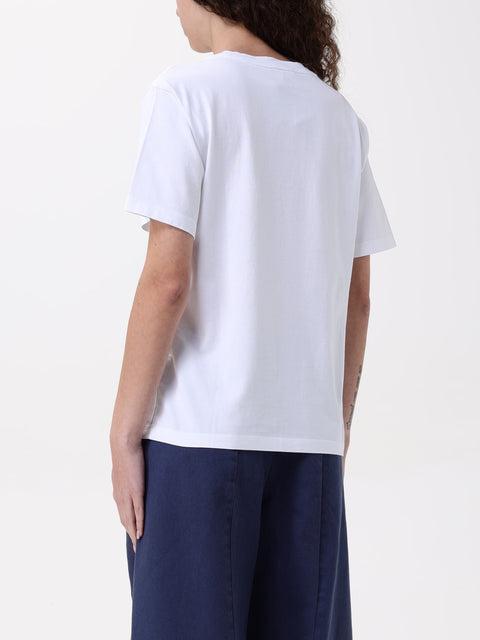 Emporio Armani Women's White Logo Embroidered T-Shirt | Emporio Armani In Lebanon