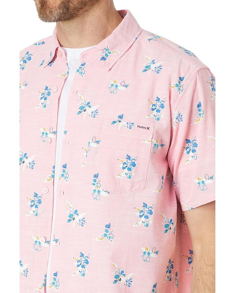 Hurley Men's Pink Floral Print Stretch Short Sleeve Woven Shirt |Hurley In Lebanon