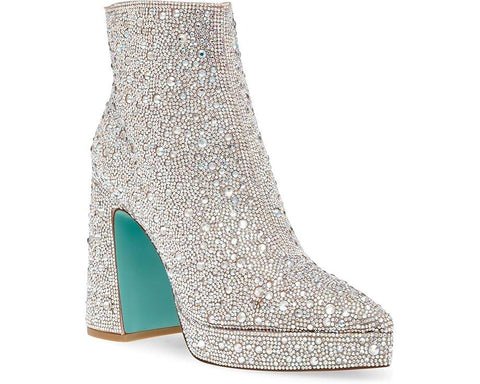 Betsey Johnson Women's Silver Rhinestone Ankle Boots | Betsey Johnson In Lebanon