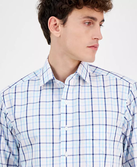 Club Room Men's White/Pink/Turq Plaid Dress Shirt | Club Room In Lebanon