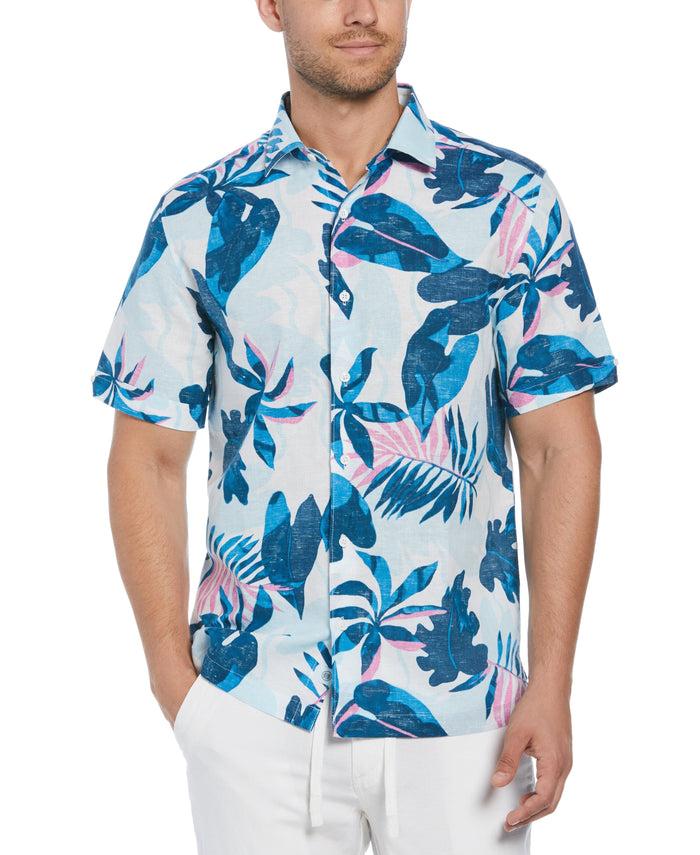 Cubavera Men's Multicolor Linen Blend Reverse Tropical Print Shirt | Cubavera In Lebanon