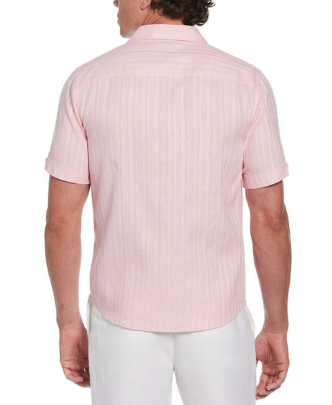 Cubavera Men's Pink Linen Blend Dobby Stripe Print Shirt | Cubavera In Lebanon
