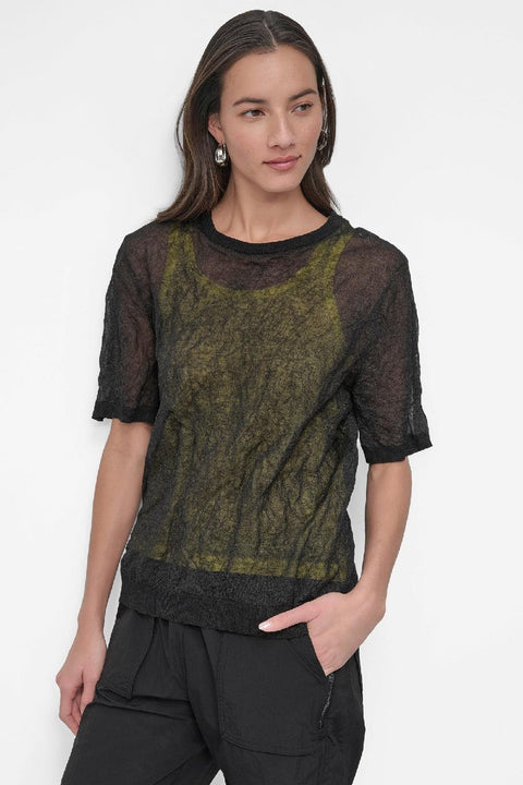 Dkny Women's Black & Yellow Double Layer Tank Blouse | Dkny In Lebanon