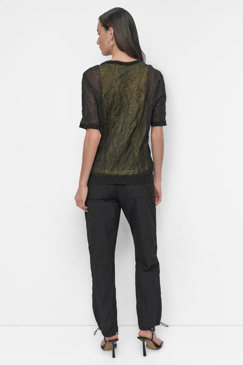 Dkny Women's Black & Yellow Double Layer Tank Blouse | Dkny In Lebanon