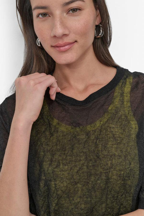 Dkny Women's Black & Yellow Double Layer Tank Blouse | Dkny In Lebanon