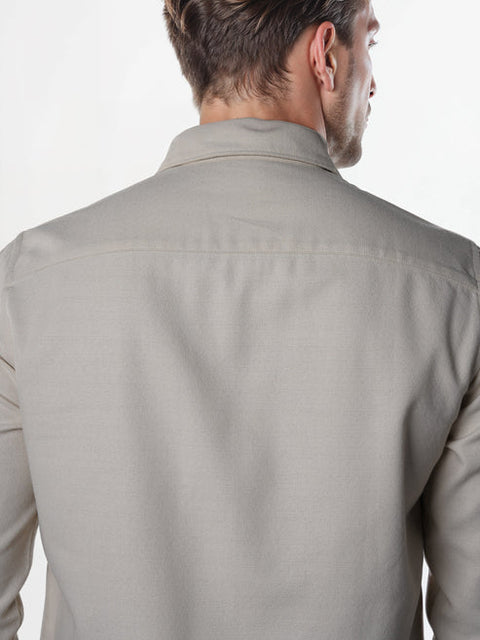 Celio Men's Beige Solid Loose Fit Viscose-Blend Shirt | Celio In Lebanon