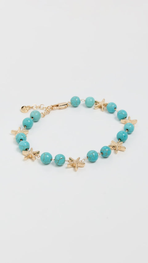 Ettika Women's Gold & Turquoise Starfish Beaded Anklet | Ettika In Lebanon
