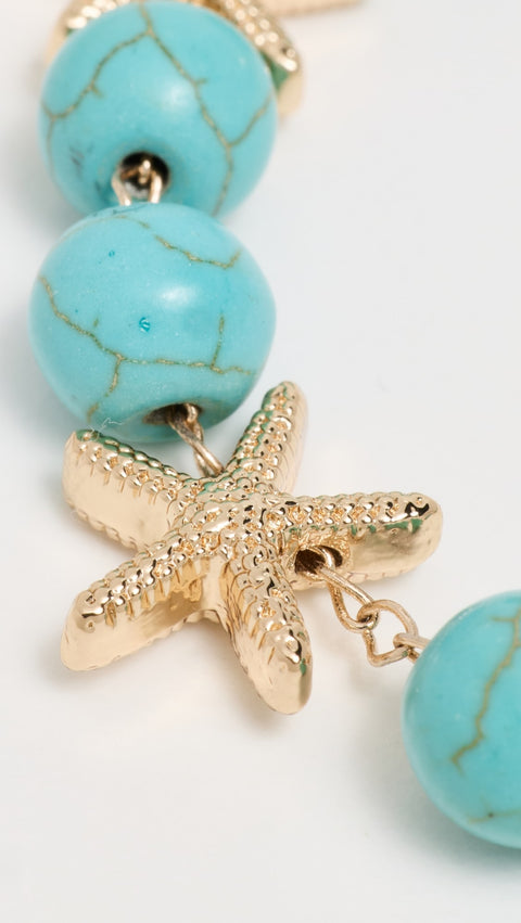 Ettika Women's Gold & Turquoise Starfish Beaded Anklet | Ettika In Lebanon