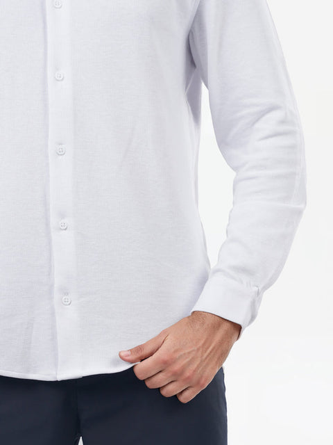Celio Men’s White Solid Regular Fit Poly-Cotton Long Sleeve Shirt |Celio In Lebanon