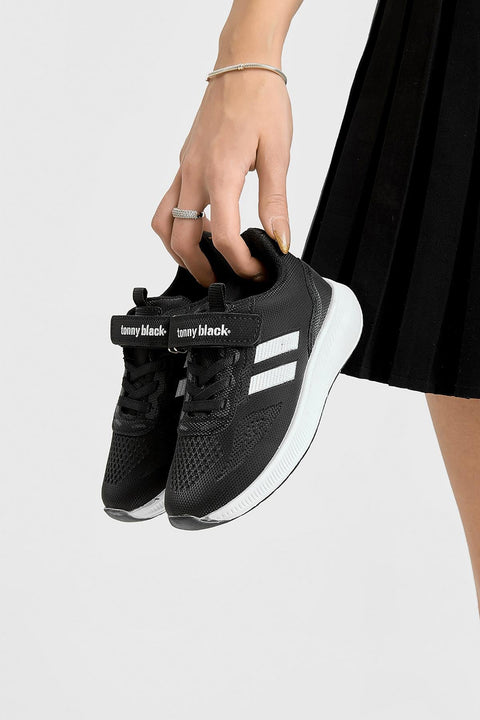 Tonny Black Unisex Black Side Stripe Velcro Closure Sneakers | Tonny Black In Lebanon