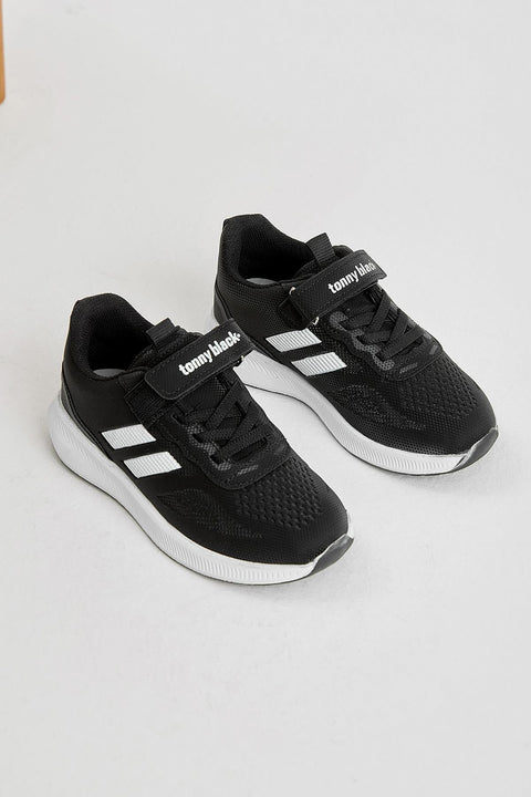 Tonny Black Unisex Black Side Stripe Velcro Closure Sneakers | Tonny Black In Lebanon