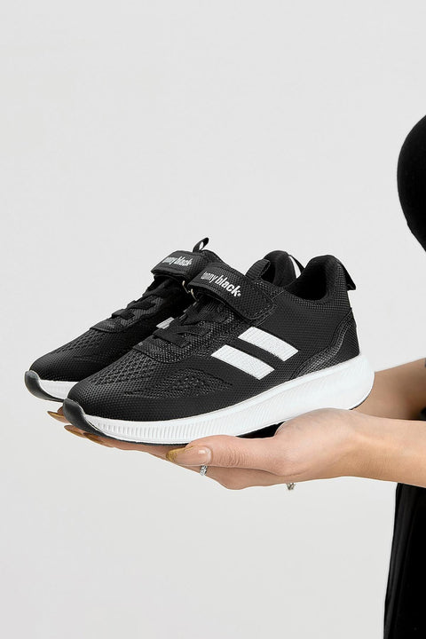 Tonny Black Unisex Black Side Stripe Velcro Closure Sneakers | Tonny Black In Lebanon