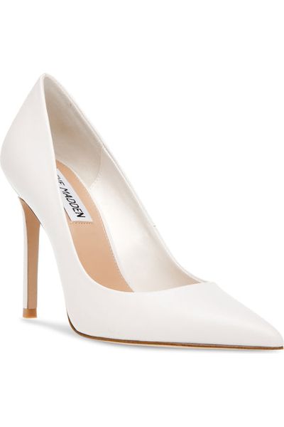 Steve Madden Women's White Leather Evelyn-E Heels | Steve Madden In Lebanon