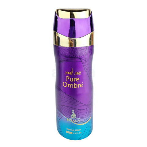 Purple and gold perfume bottle labeled 'Pure Ombré' on a white background