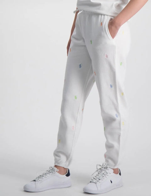 Polo Ralph Lauren Girl's White Polo Pony Fleece Jogger Pants | Polo Ralph Lauren In Lebanon
