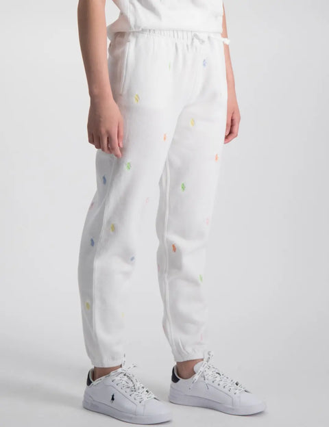 Polo Ralph Lauren Girl's White Polo Pony Fleece Jogger Pants | Polo Ralph Lauren In Lebanon
